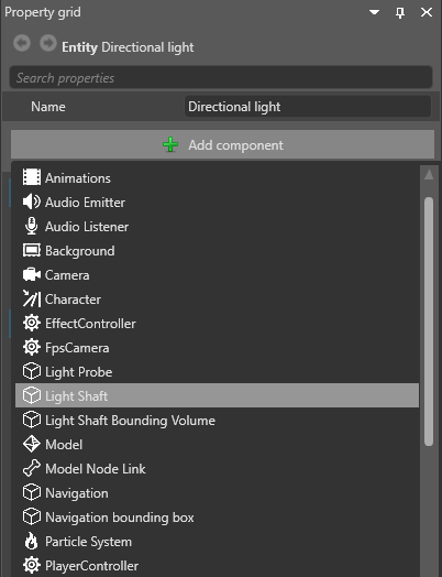 Add light shaft component