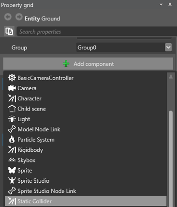 Add Static collider component
