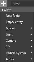 Scene Editor Create menu