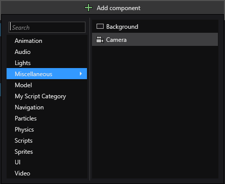 Add a component in the Property Grid