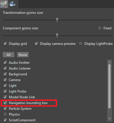 Navigation bounding box checkbox