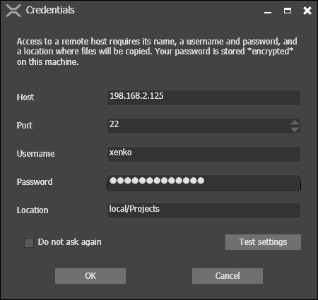 Filled Credential Dialog