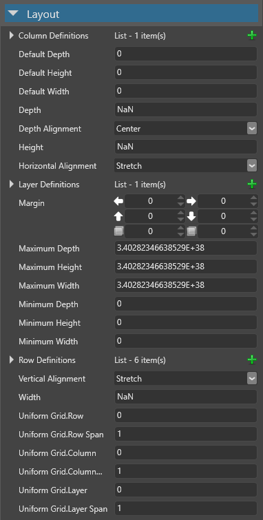 Layout properties