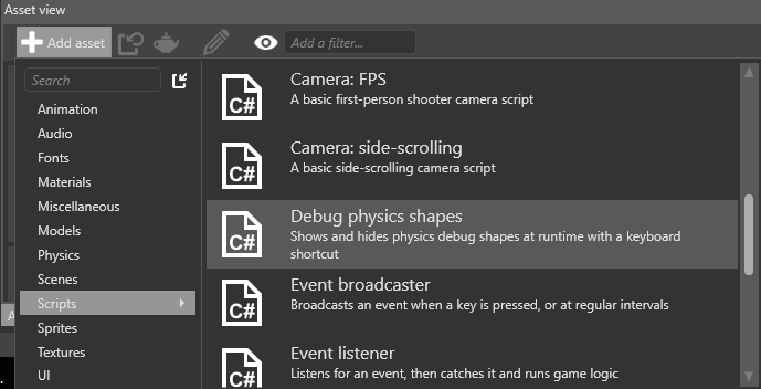Add debug physics shape script