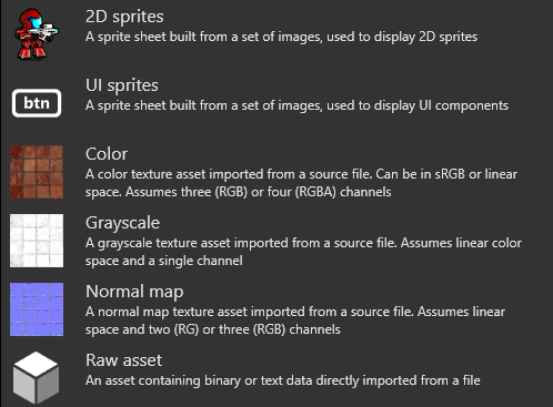 List of asset templates