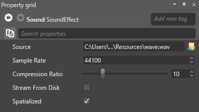 Audio asset properties