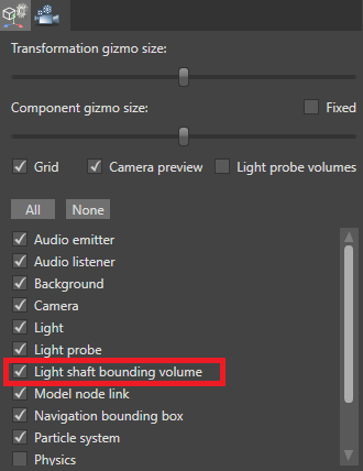 Show light shaft bounding volumes