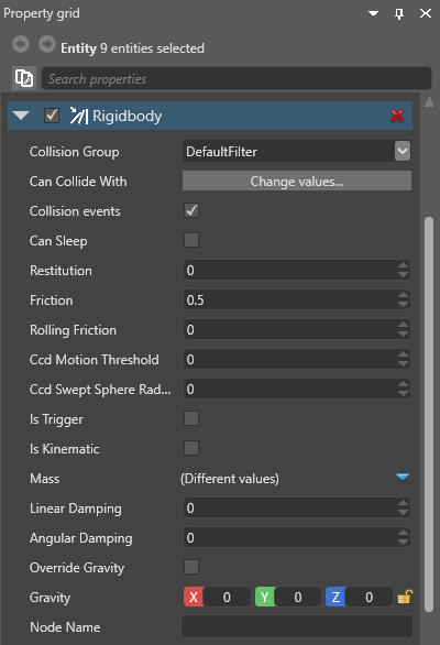 Rigidbody properties