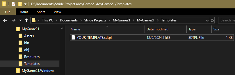 Template directory example