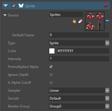 Sprite component properties