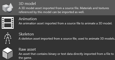 Choose asset type