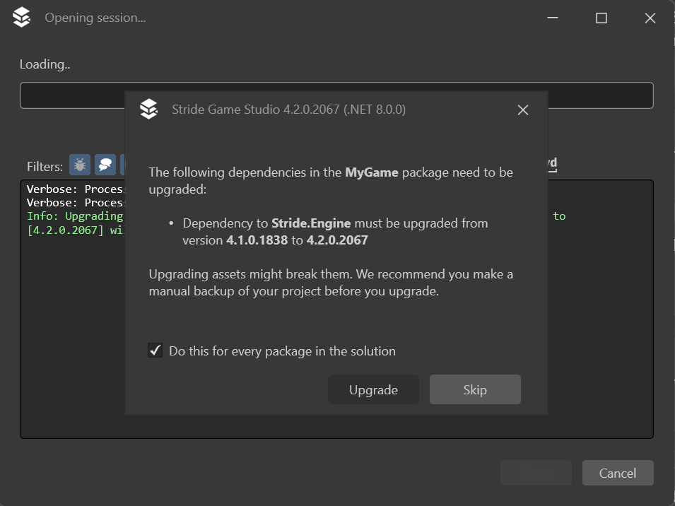 New Project dialog