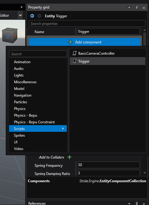 Add script component to entity