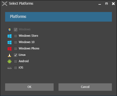 Select Platforms Dialog