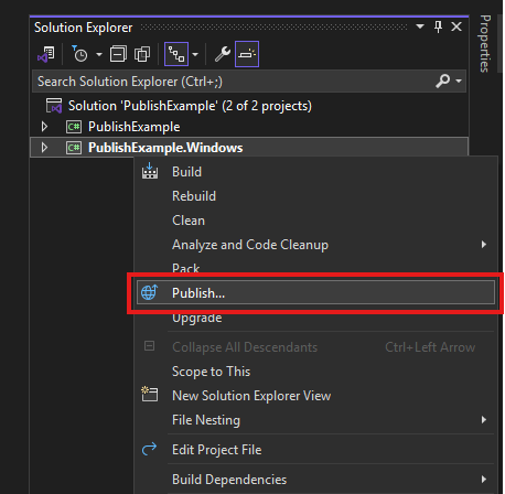 Select Publish