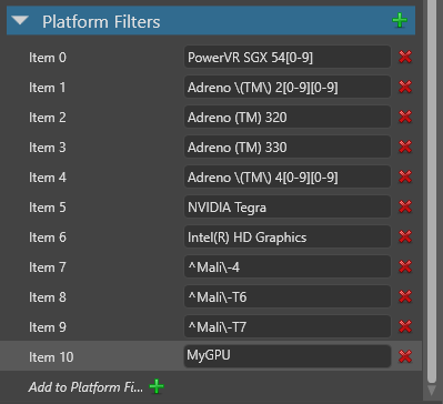 Type platform filter