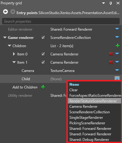 Select render texture scene renderer