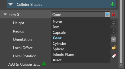 Select a collider shape