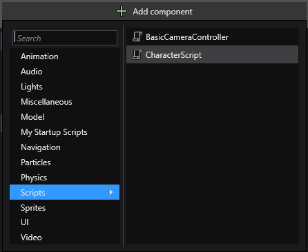 Add script component