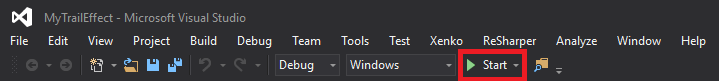 Visual Studio Start button