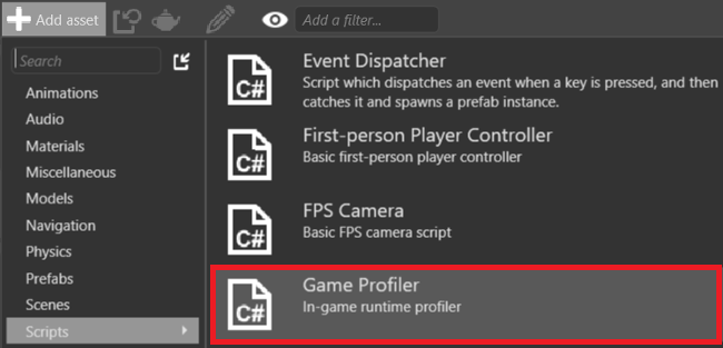 Add Game Profiler script