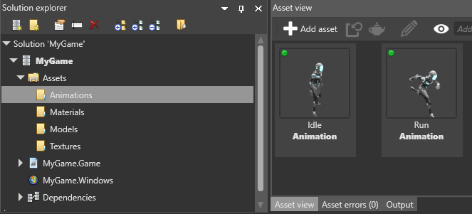 Assets in asset view
